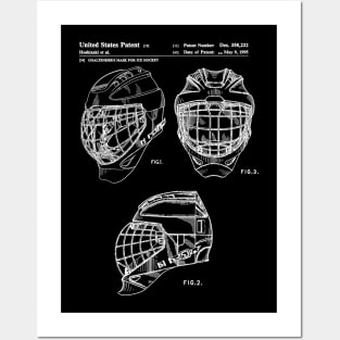 Hockey Goaltender Mask Patent White Posters and Art